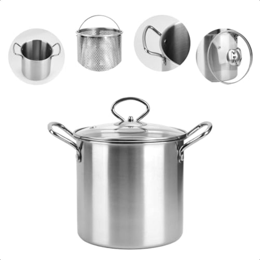3.5L Stainless Steel Deep Fryer Pot with Oil Drip Drainer