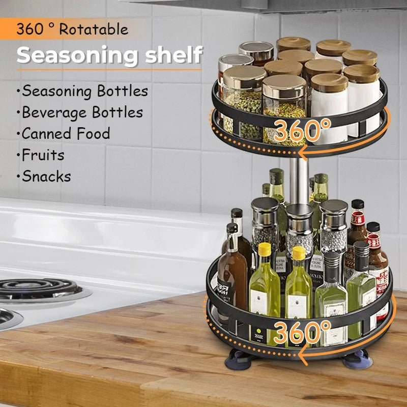 360° Rotating Spice Rack Organizer – Non-Skid Turntable for Kitchen Storage