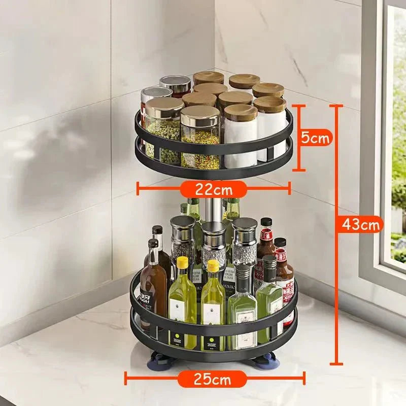 360° Rotating Spice Rack Organizer – Non-Skid Turntable for Kitchen Storage