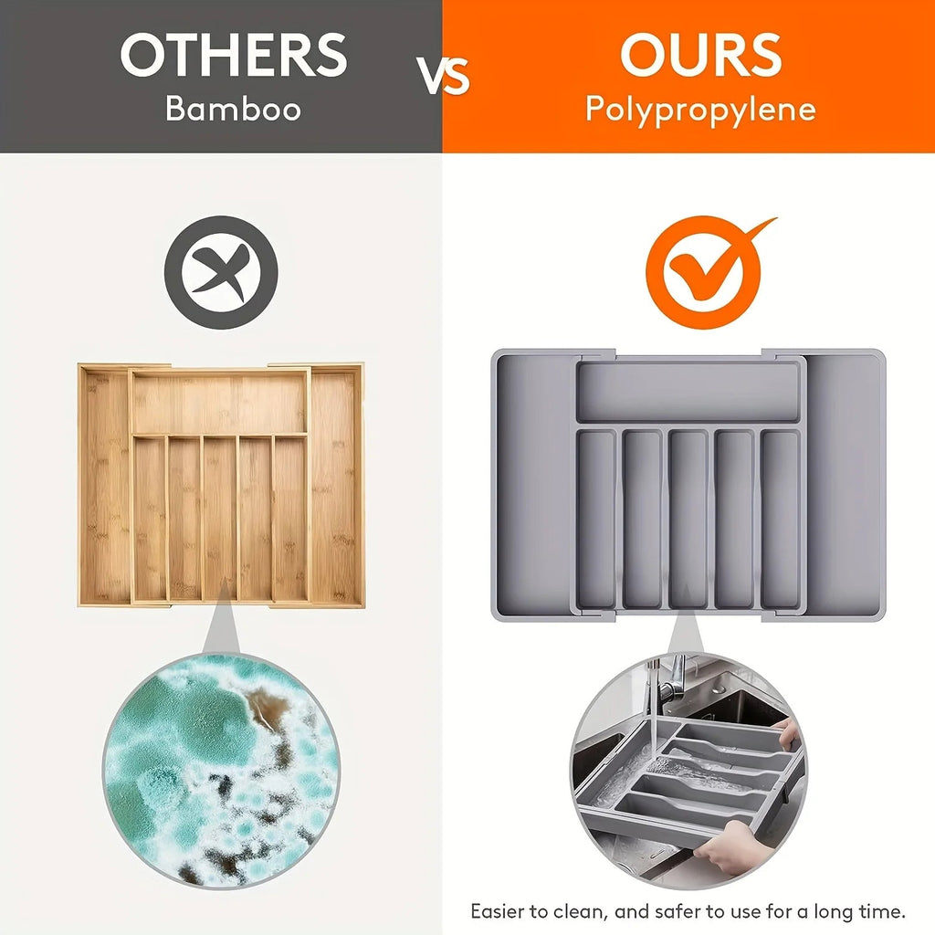 Adjustable Cutlery Organizer - Expandable Kitchen Drawer Tray