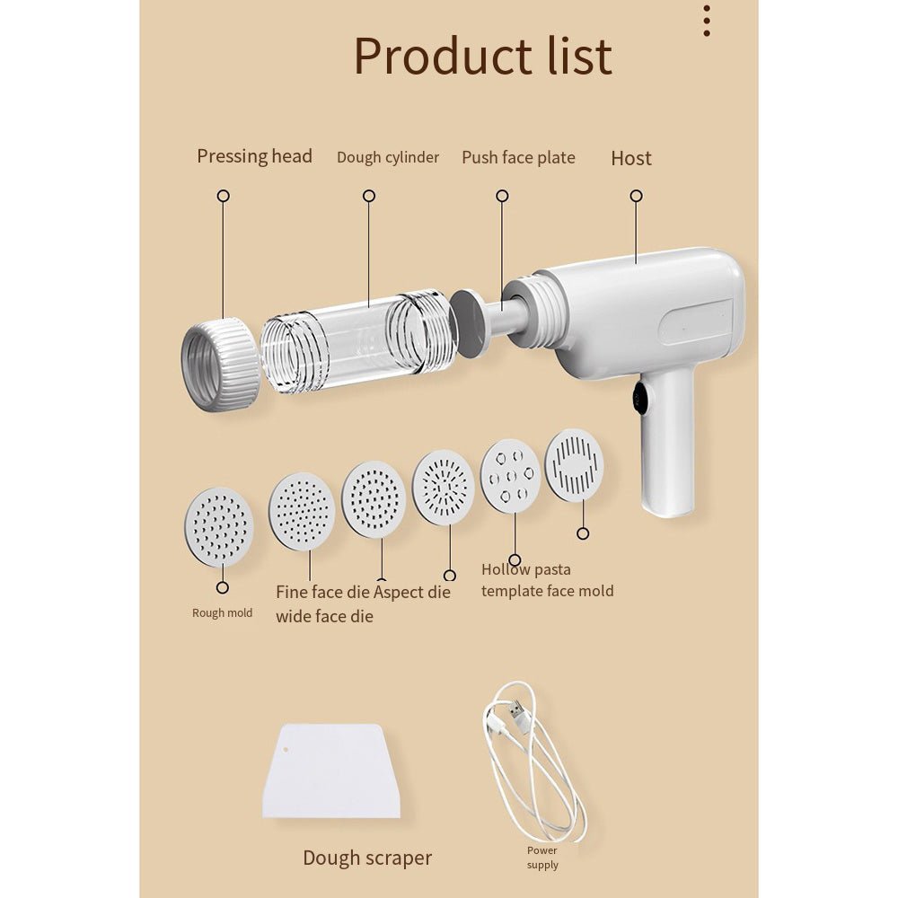 Electric Pasta Maker - 6 Shapes, USB Rechargeable, Portable