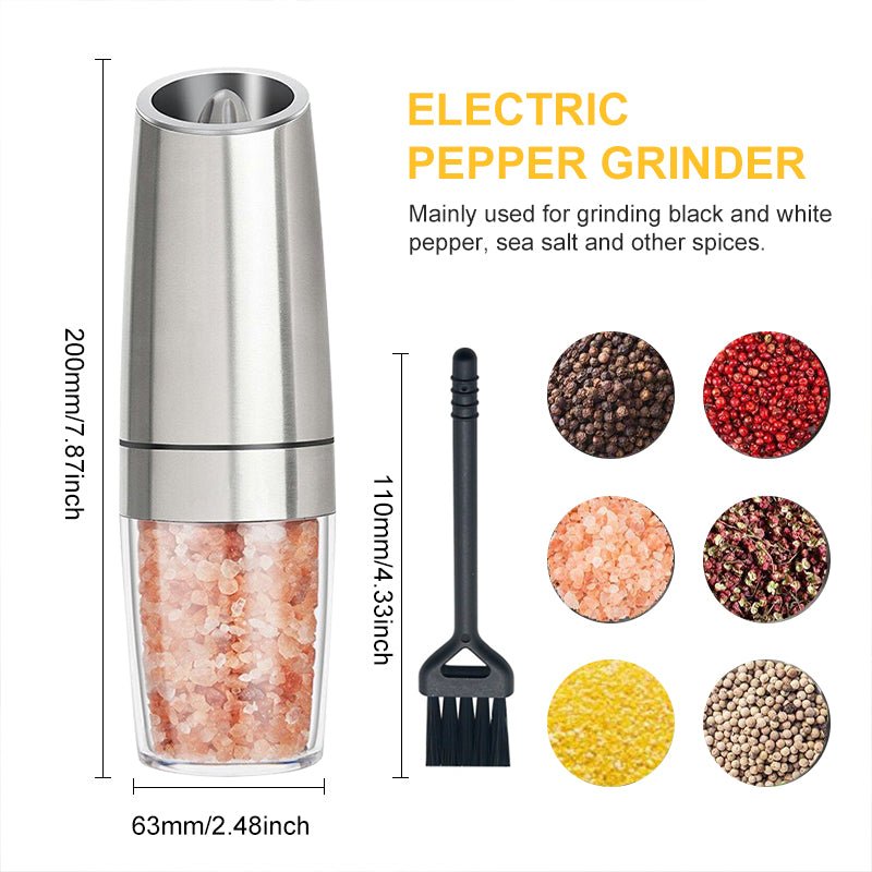 Electric Salt Pepper Grinder - Automatic LED Spice Mill Set