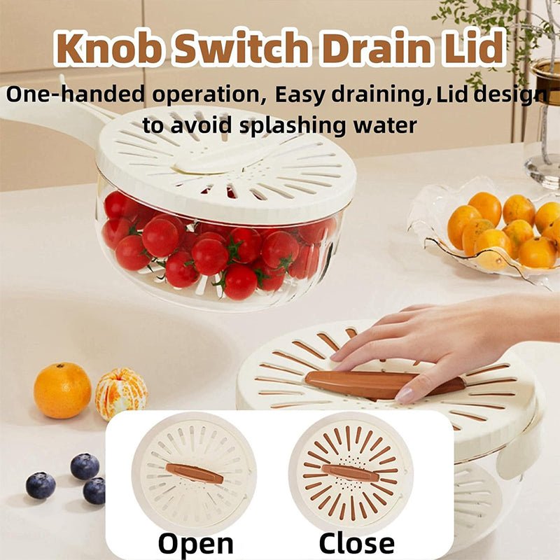 Fruit & Veggie Strainer: 2-in-1 Drain Basket with Lid