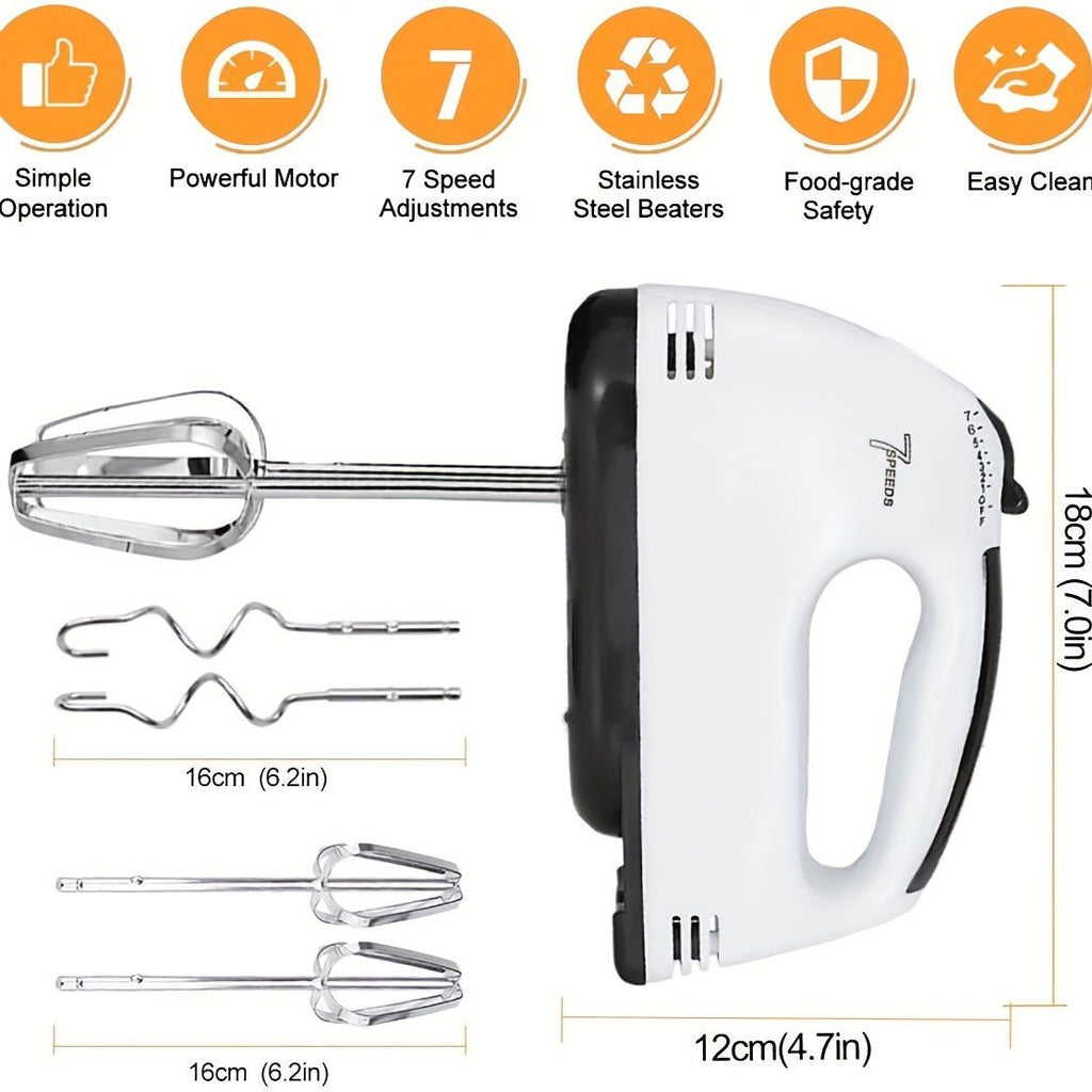 Hand Mixer 7-Speed, Stainless Steel, Perfect for Baking & Whisking