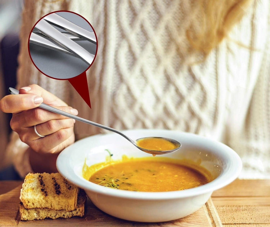 Heavy-Weight Stainless Steel Soup Spoons - Set of 8, Dishwasher Safe