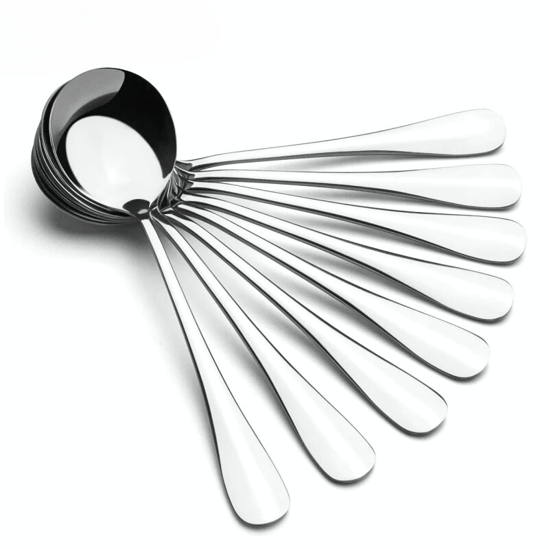 Heavy-Weight Stainless Steel Soup Spoons - Set of 8, Dishwasher Safe