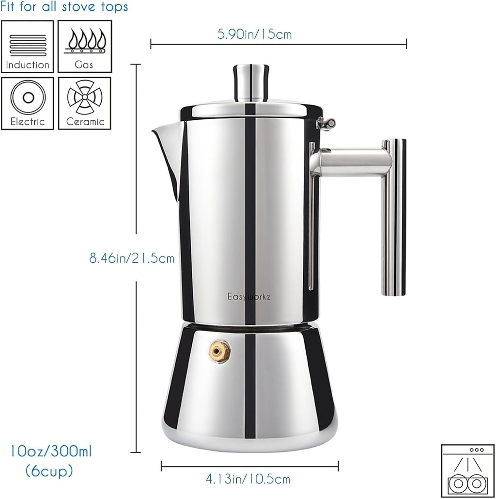 Espresso Maker - Italian 4-Cup Stainless Steel Pot