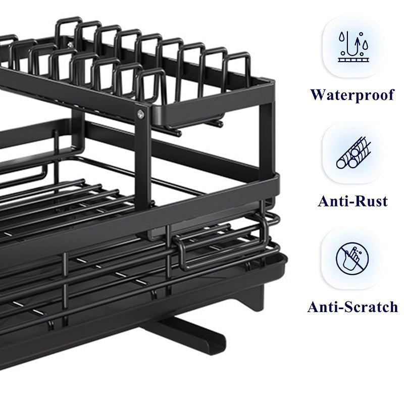 Dish Drainer - Adjustable Spout & Large Capacity